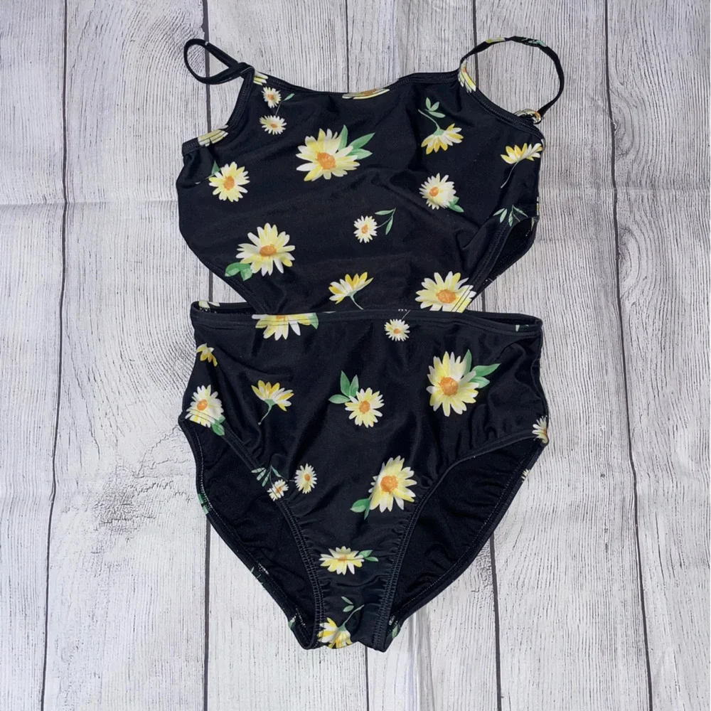 Old Navy Floral Black One-Piece Swimsuit